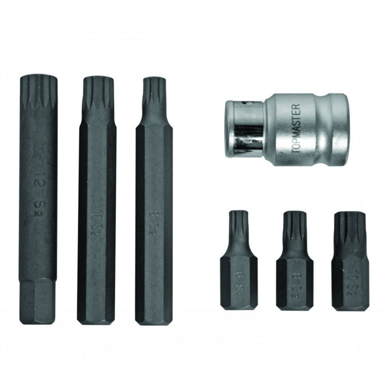 Καρυδακια Xzn 1/2" Με Κοντη Και Μακρια Μυτη M6-M12 Σετ 7 Τεμαχια Topmaster