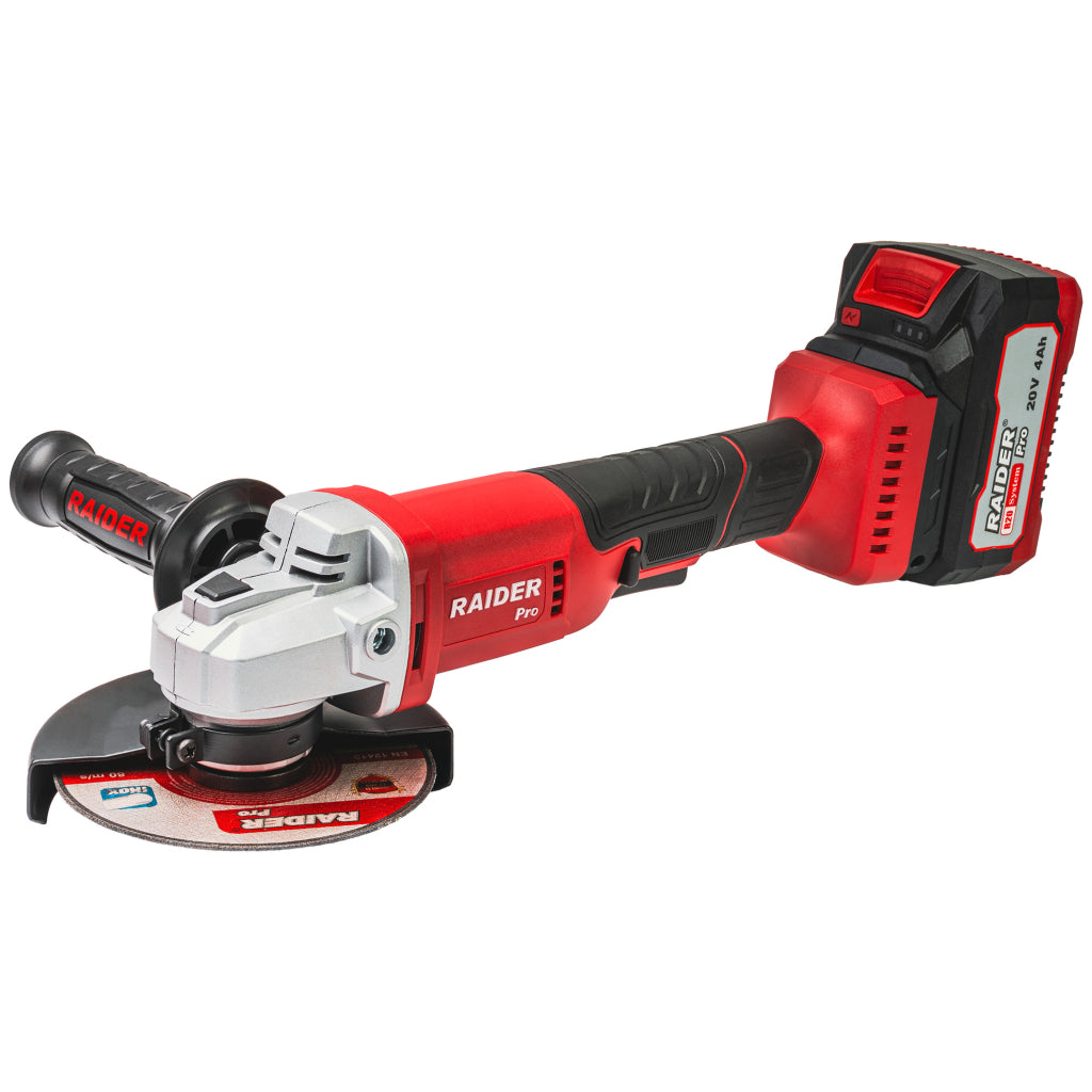 Γωνιακός Τροχός 125mm Με Μπαταρία R20 4Ah 2 Δίσκοι Κοπής Και Πλαστική Θήκη RAIDER PRO RDP-AG75