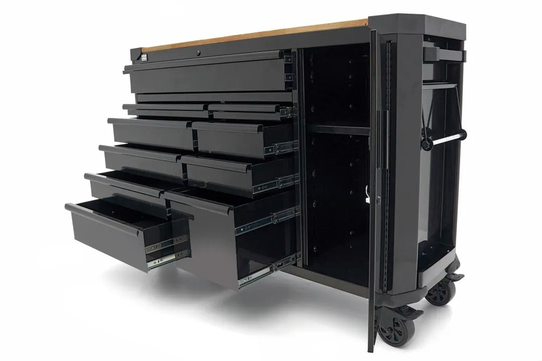 Εργαλειοφόρος Τροχήλατος Επαγγελματικός Με 10 Συρτάρια Με Πάγκο Εργασίας 147cm Με Ξύλινη Επιφάνεια HBM Ολλανδία