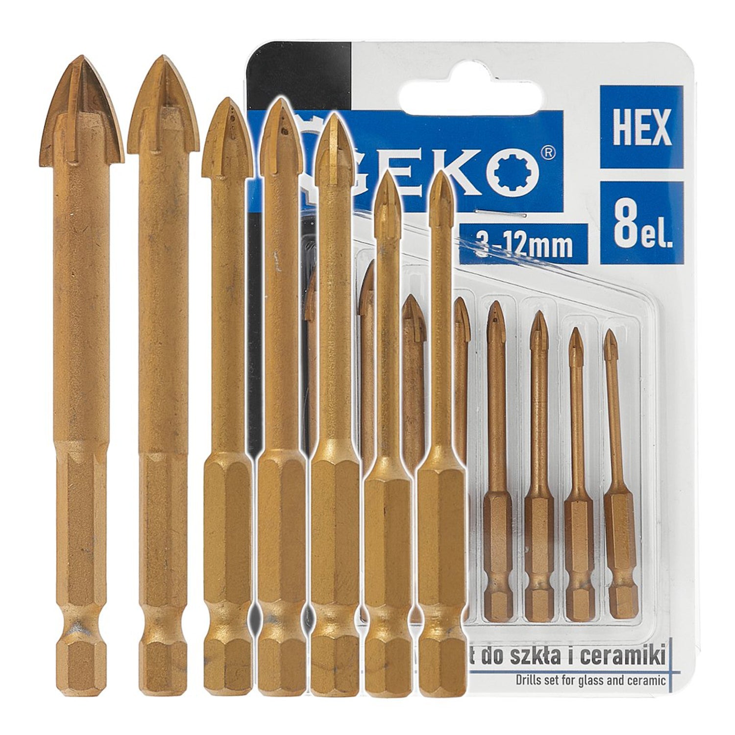 Σετ Τρυπάνια Για Γυαλί Και Κεραμεικά HEX 3-12mm 8Τμχ GEKO