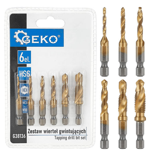 Σετ Τρυπάνια, HSS HEX M3-M10, 6Τμχ GEKO