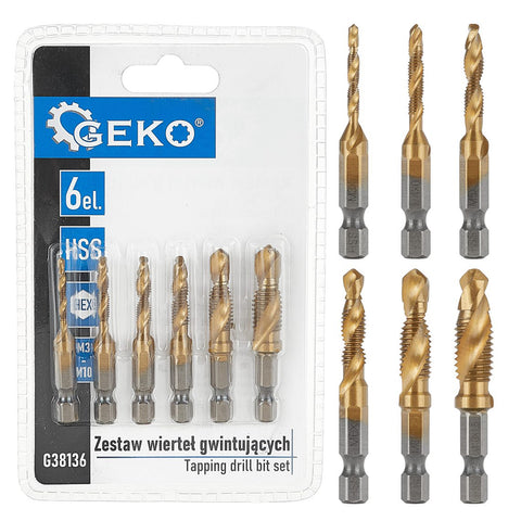 Σετ Τρυπάνια, HSS HEX M3-M10, 6Τμχ GEKO