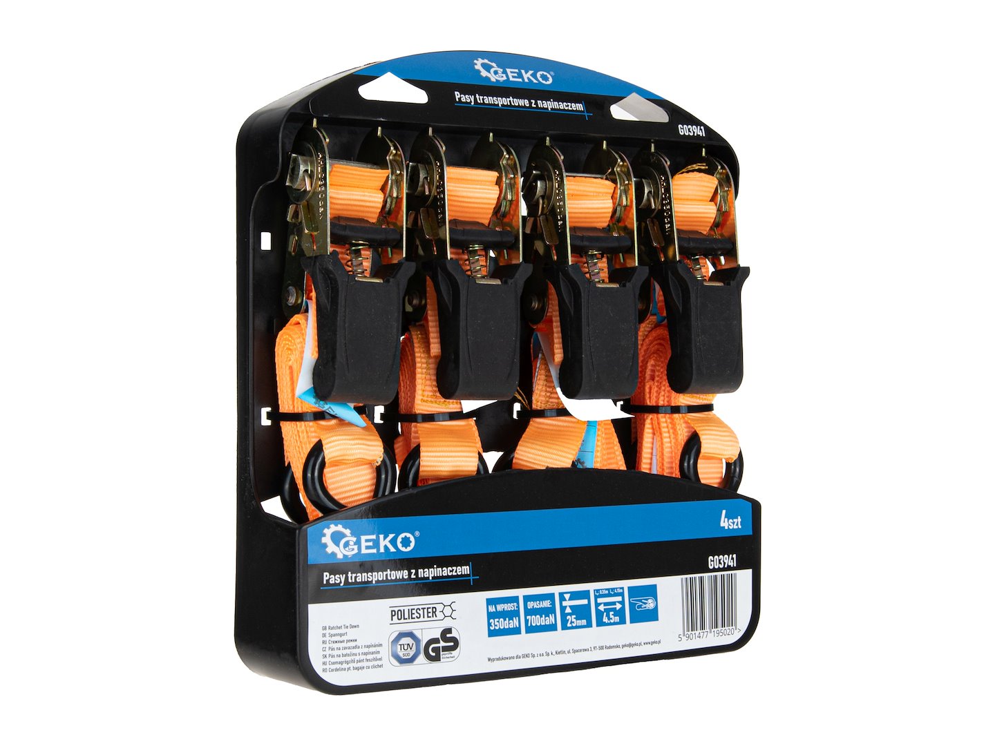 Ιμάντας Πρόσδεσης Με Καστάνια 25mmx4.5m 700kg 4Τμχ