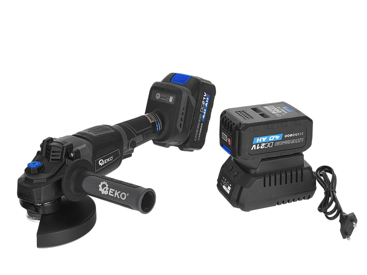 Επαναφορτιζόμενος Γωνιακός Τροχός 125mm 950W 21V Mε 2 Μπαταρίες 4Αh GEKO