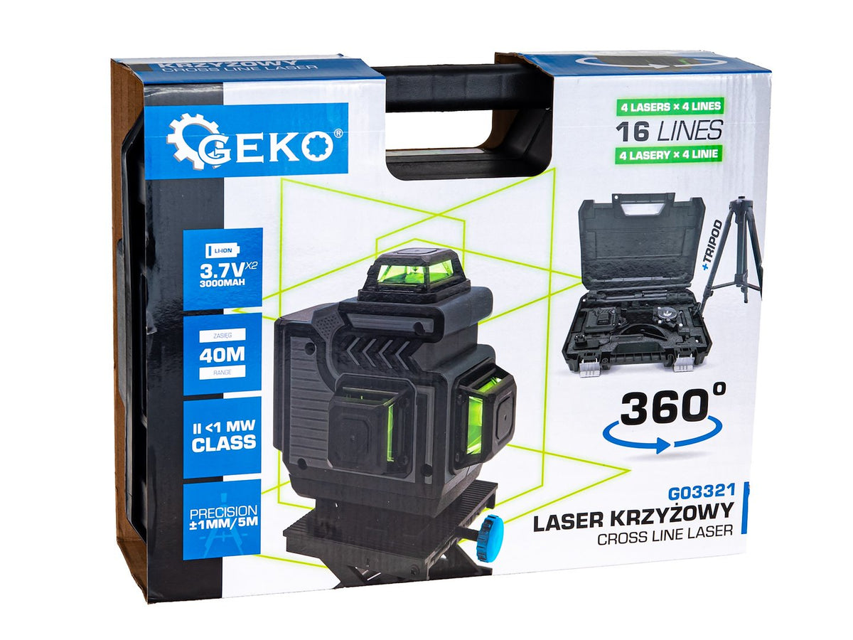 Αλφάδι Laser 360 Μοιρών 4D Με 2 Μπαταρίες Και Τρίποδο