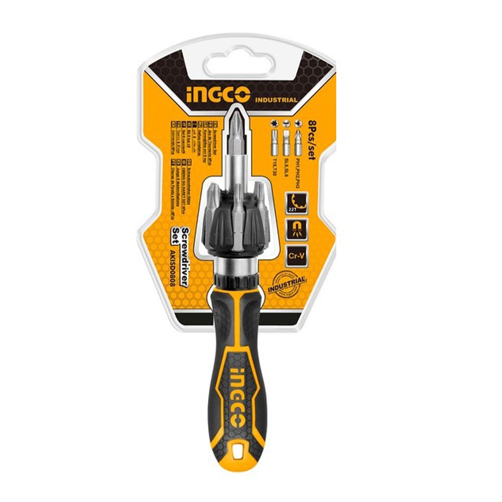 Ingco Κατσαβίδι Καστάνιας Με 7 Μαγνητικές Εναλλασσόμενες Μύτες