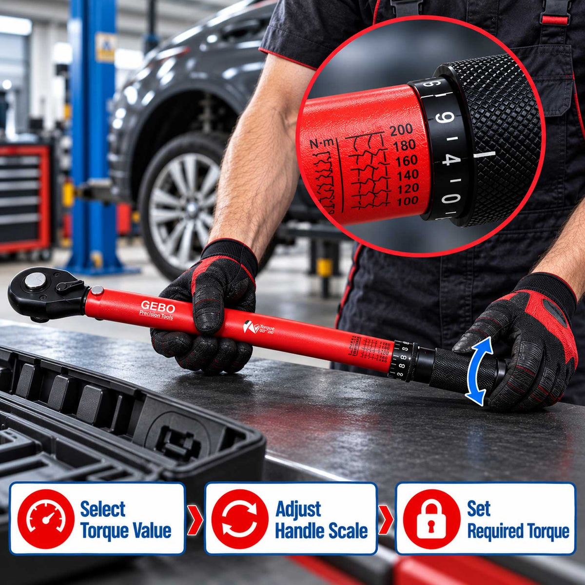 Δυναμόκλειδο-Ροπόκλειδο 1/2" 28-210Νm GEBO TOOLS