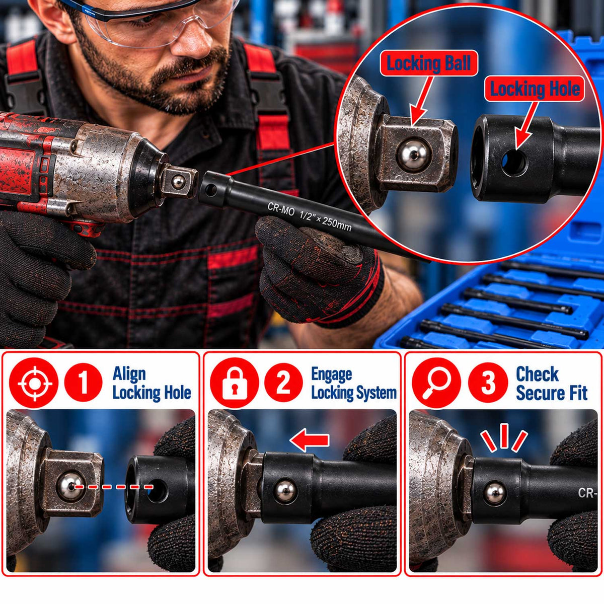 Σετ Προεκτάσεις Για Καρυδάκια 1/4" 3/8" 1/2" 9Τμχ GEBO TOOLS