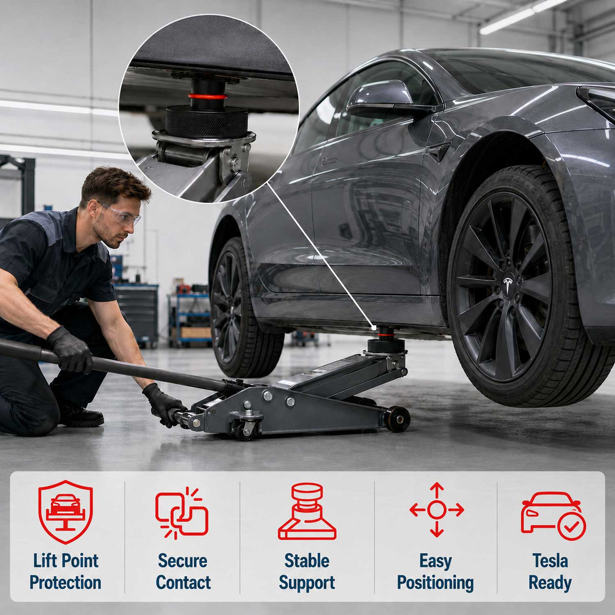 Σετ Τάκοι Ελαστικοί Ανυψωτικού 78mm Για TESLA Mοντέλο 3, S, Y & X GEBO TOOLS