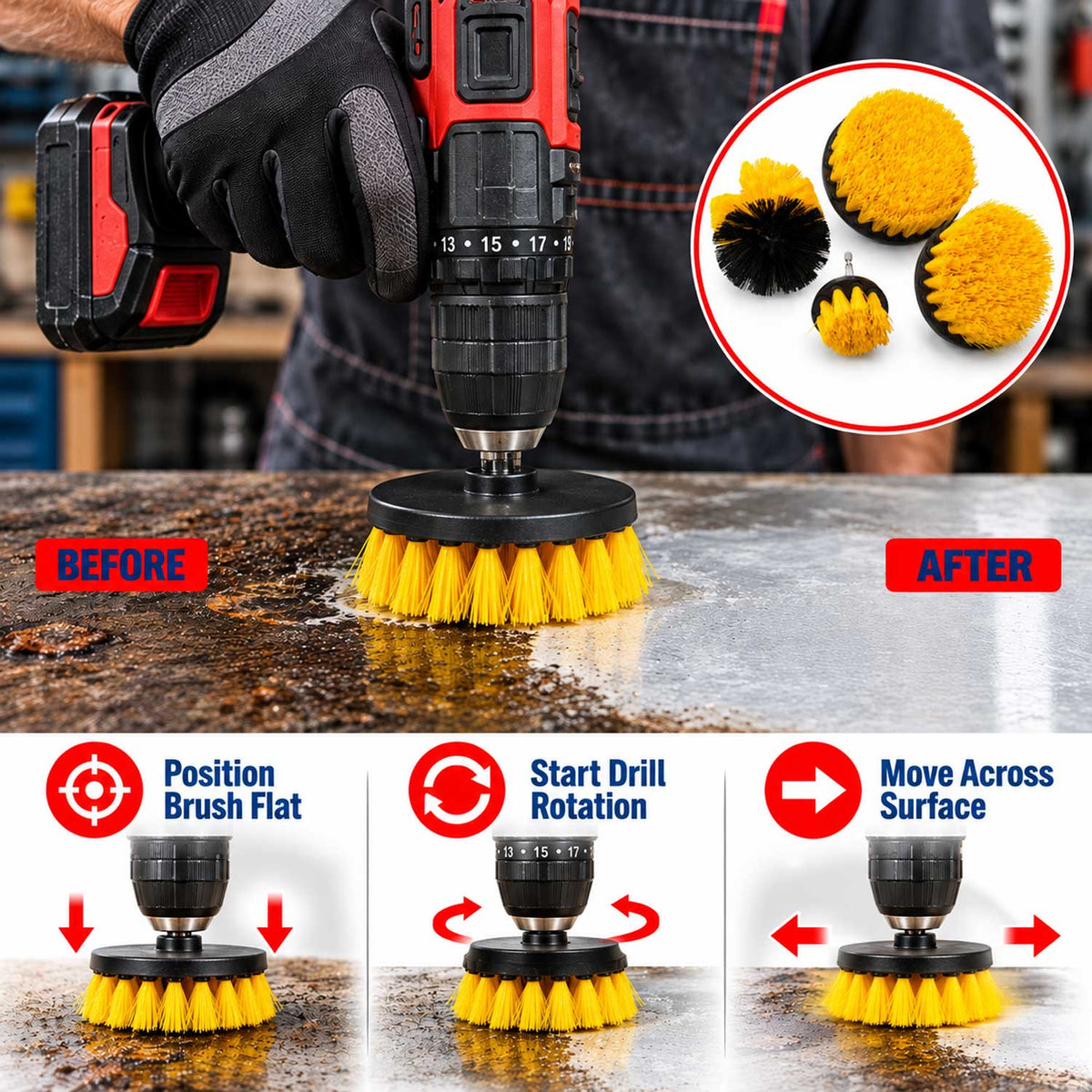 Σετ Βούρτσες Καθαρισμού Δραπάνου 4Τμχ GEBO TOOLS