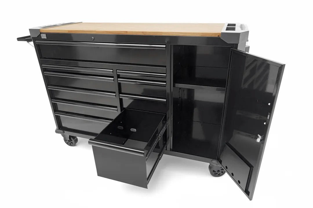 Εργαλειοφόρος Τροχήλατος Επαγγελματικός Με 10 Συρτάρια Με Πάγκο Εργασίας 147cm Με Ξύλινη Επιφάνεια HBM Ολλανδία