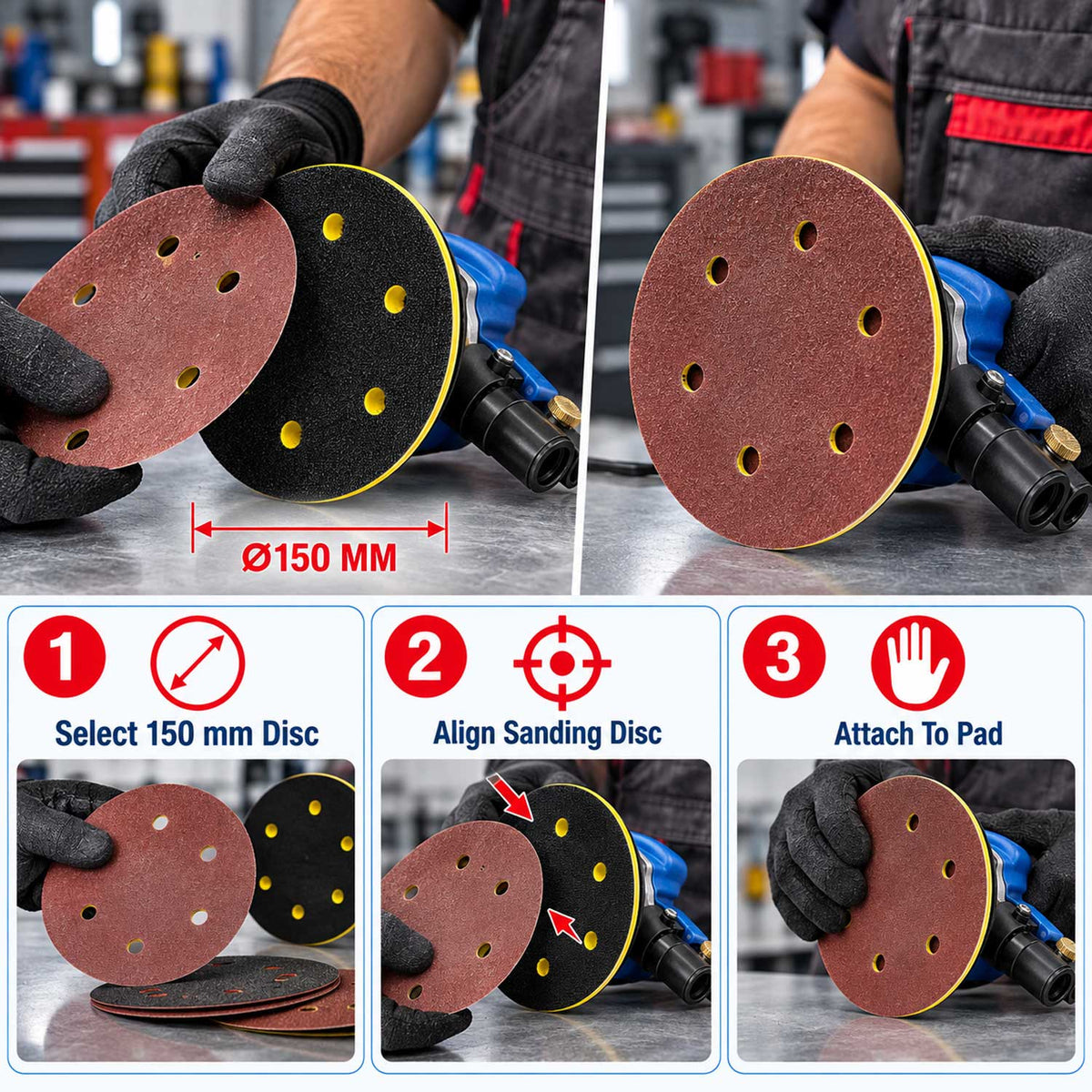 Αλοιφαδόρος Αέρος Έκκεντρος 150mm Μοντέλο 1 GEBO TOOLS