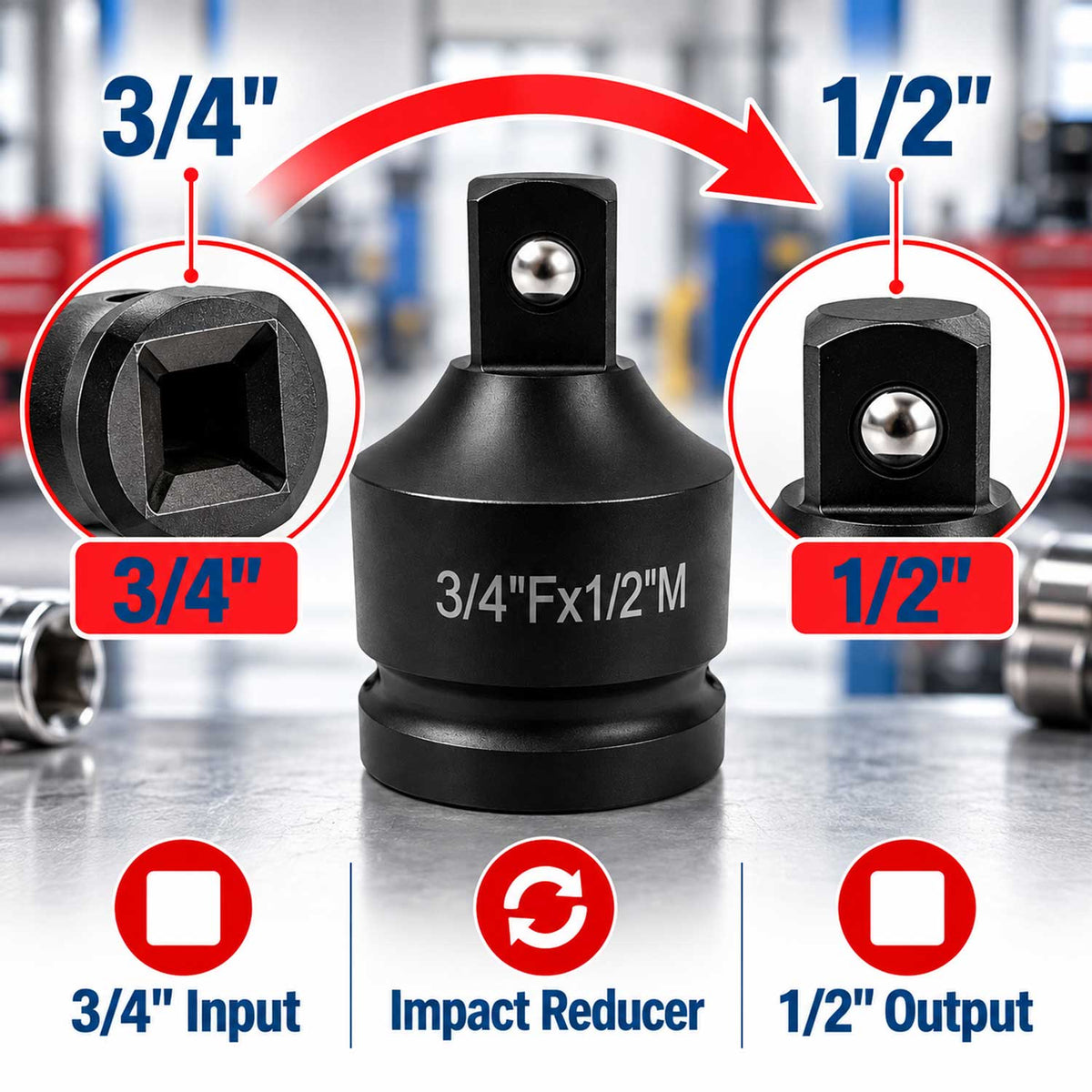 Καρυδάκι Συστολή Αέρος 3/4" 1/2" GEBO TOOLS