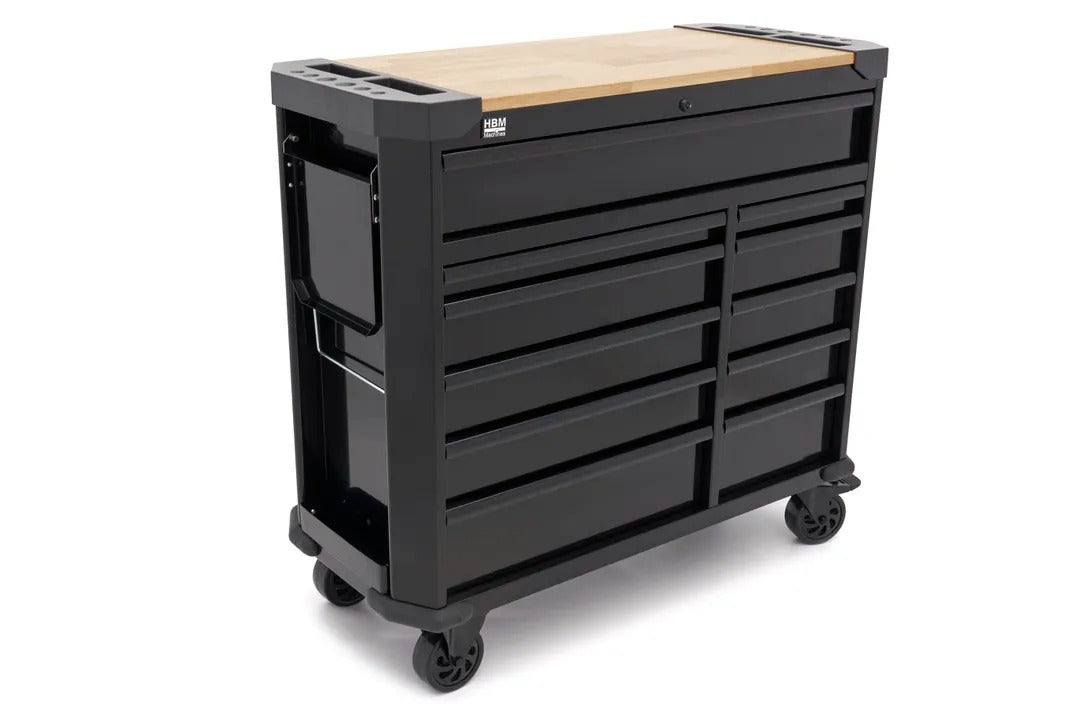 Εργαλειοφόρος Τροχήλατος Με 11 Συρτάρια Και Πάγκο Εργασίας 109cm HBM MACHINES