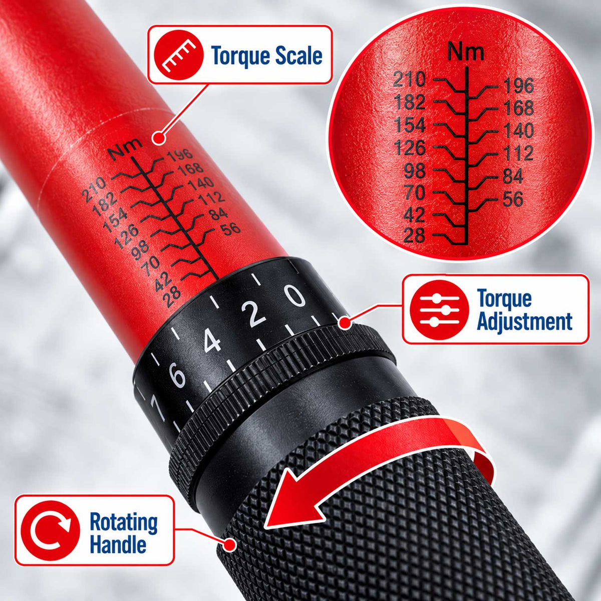 Δυναμόκλειδο-Ροπόκλειδο 1/2" 28-210Νm GEBO TOOLS
