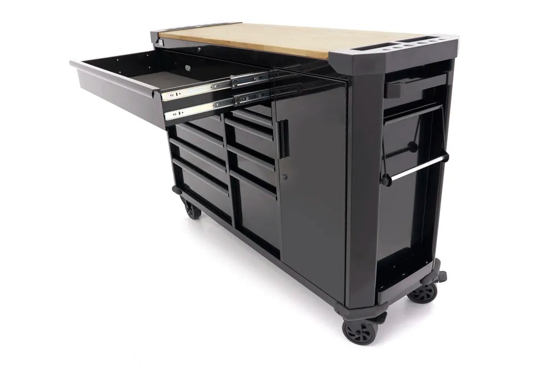 Εργαλειοφόρος Τροχήλατος Επαγγελματικός Με 10 Συρτάρια Με Πάγκο Εργασίας 147cm Με Ξύλινη Επιφάνεια HBM Ολλανδία