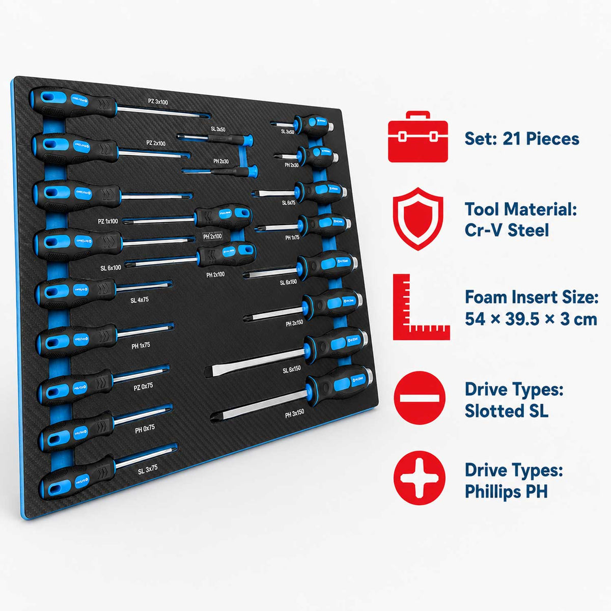 Σετ Κατσαβίδια Με Παξιμάδια Ροπής 21 Τμχ GEBO TOOLS