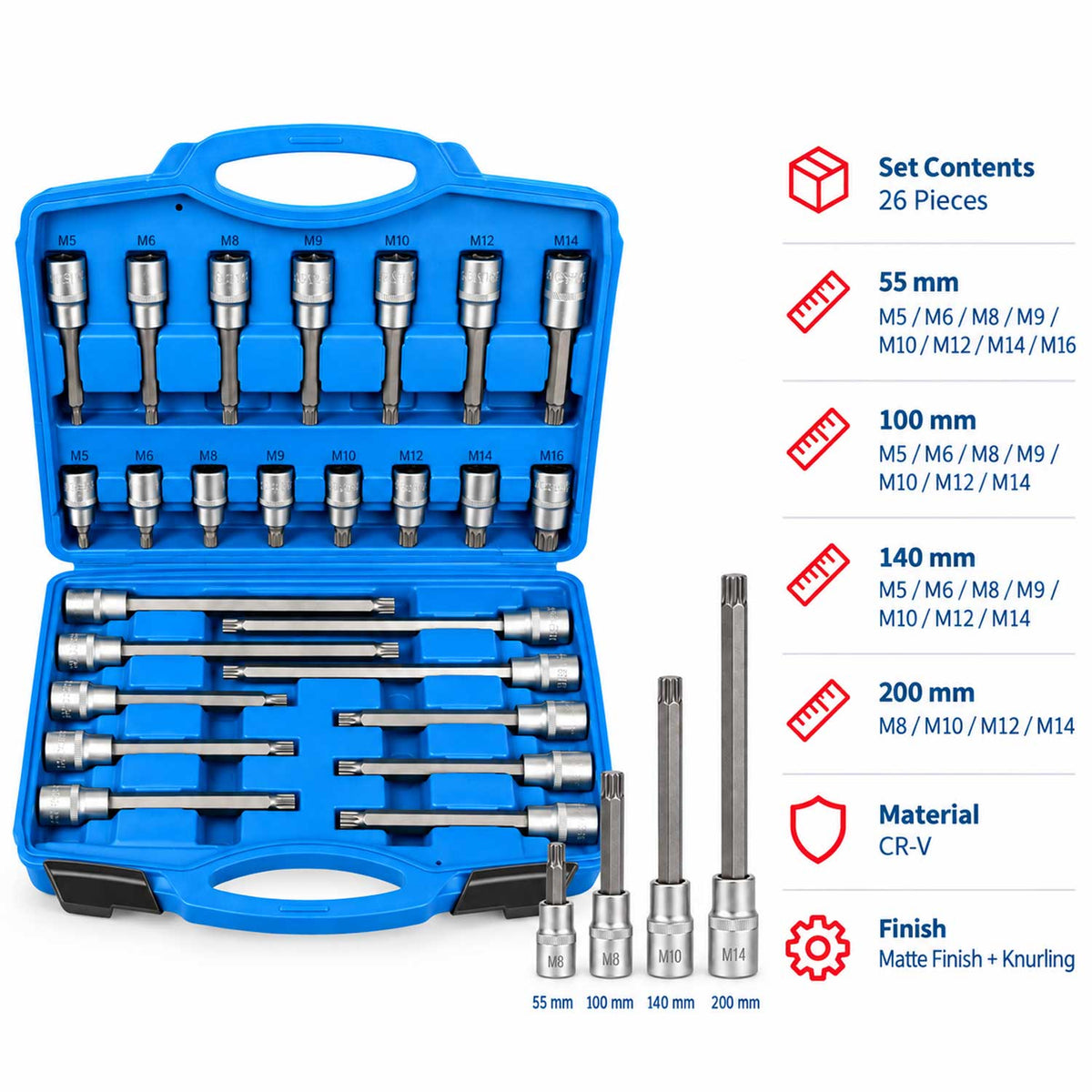 Συλλογή-Σετ Μύτες XZN M SPLINE 1/2" 26Τμχ GEBO TOOLS