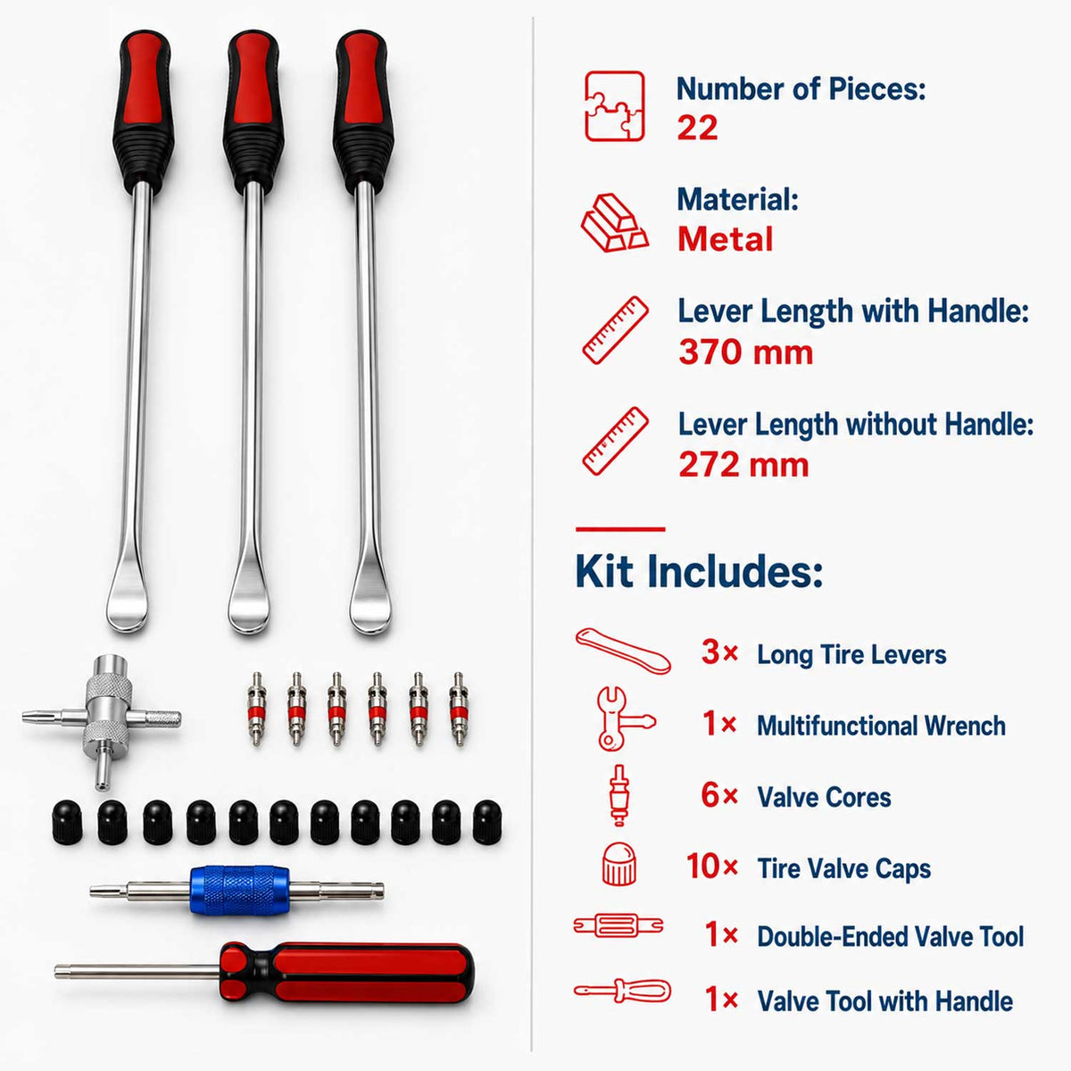Σετ Λεβιέδες Ελαστικών Με Λαβή 22Τμχ GEBO TOOLS