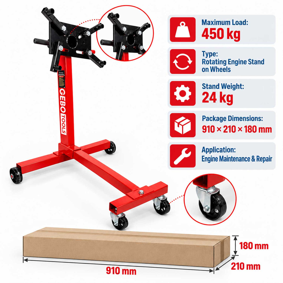 Σταντ Στερέωσης Κινητήρα 450kg GEBO TOOLS