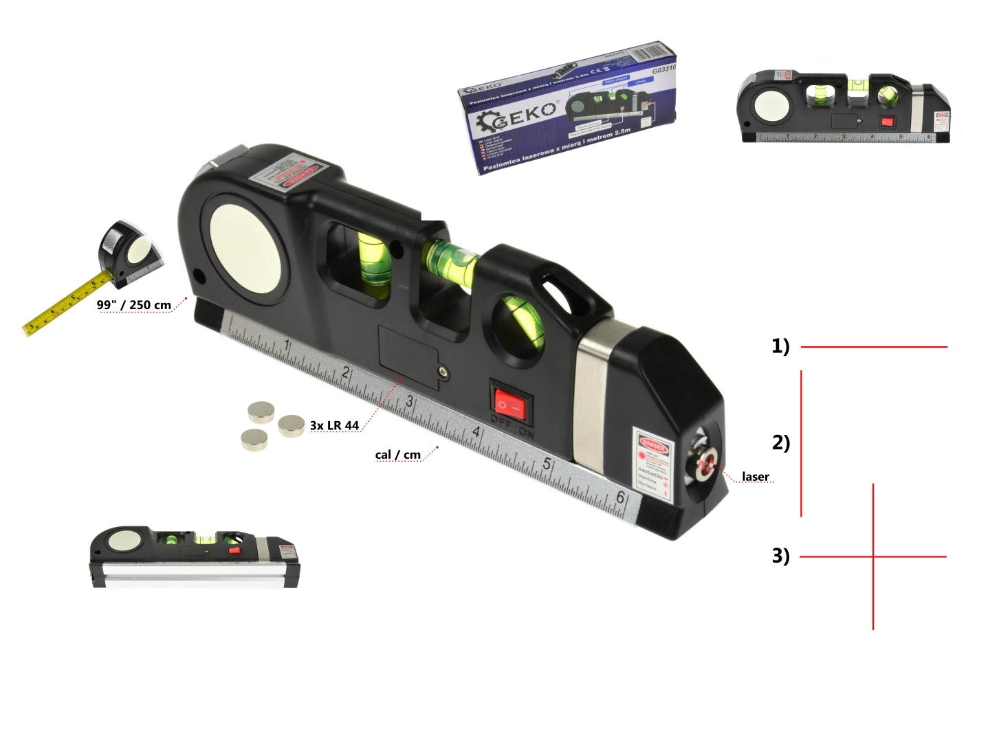 Geko G03310 Γραμμικό Αλφάδι Laser Πράσινης Δέσμης