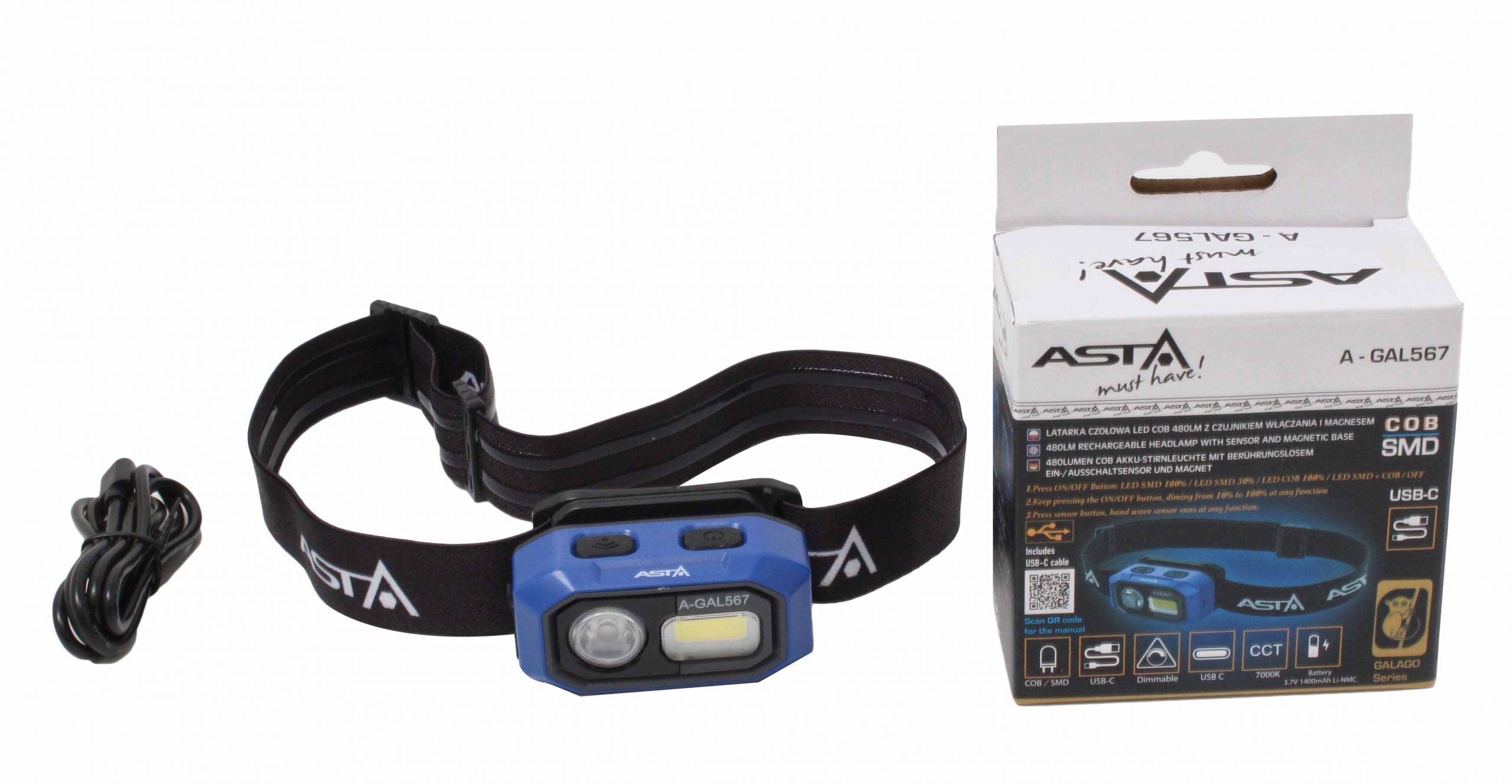 Φακός Κεφαλής Led Cob, 480 Lumens