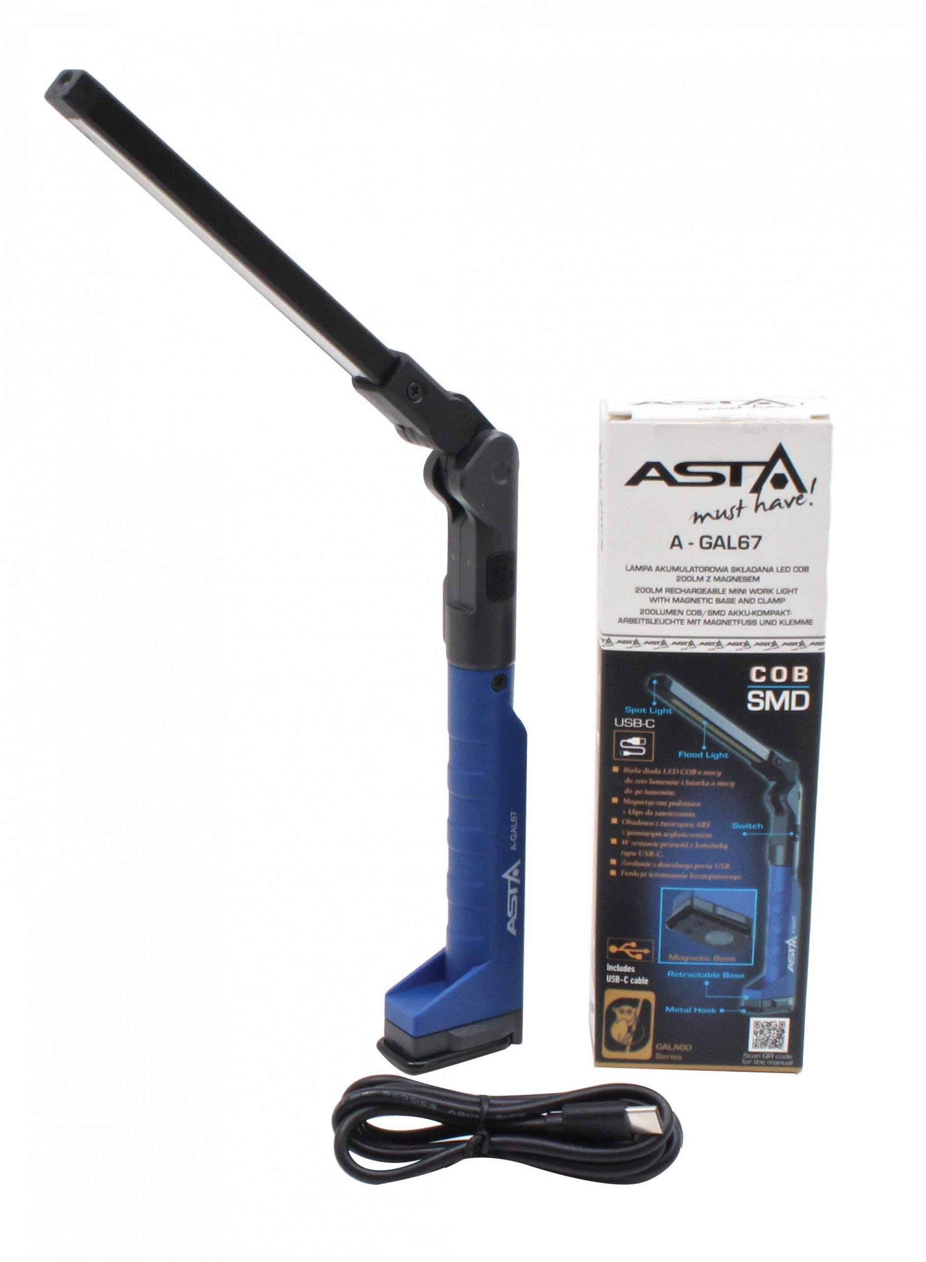 Asta Φακοσ Eργασιασ Cob Led Επαναφορτιζομενοσ 200 Lumens