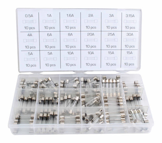 Σετ Γυάλινες Ασφάλειες Αυτοκινήτου 6X30Mm, 0.5A-30A, 180 Τεμαχίων