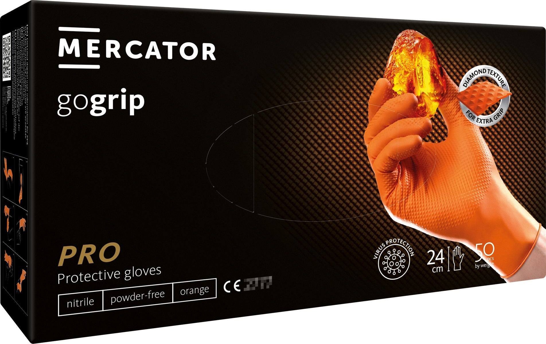 Γαντια Νιτριλιου Mercator Gogrip L Πορτοκαλι 50Τmx