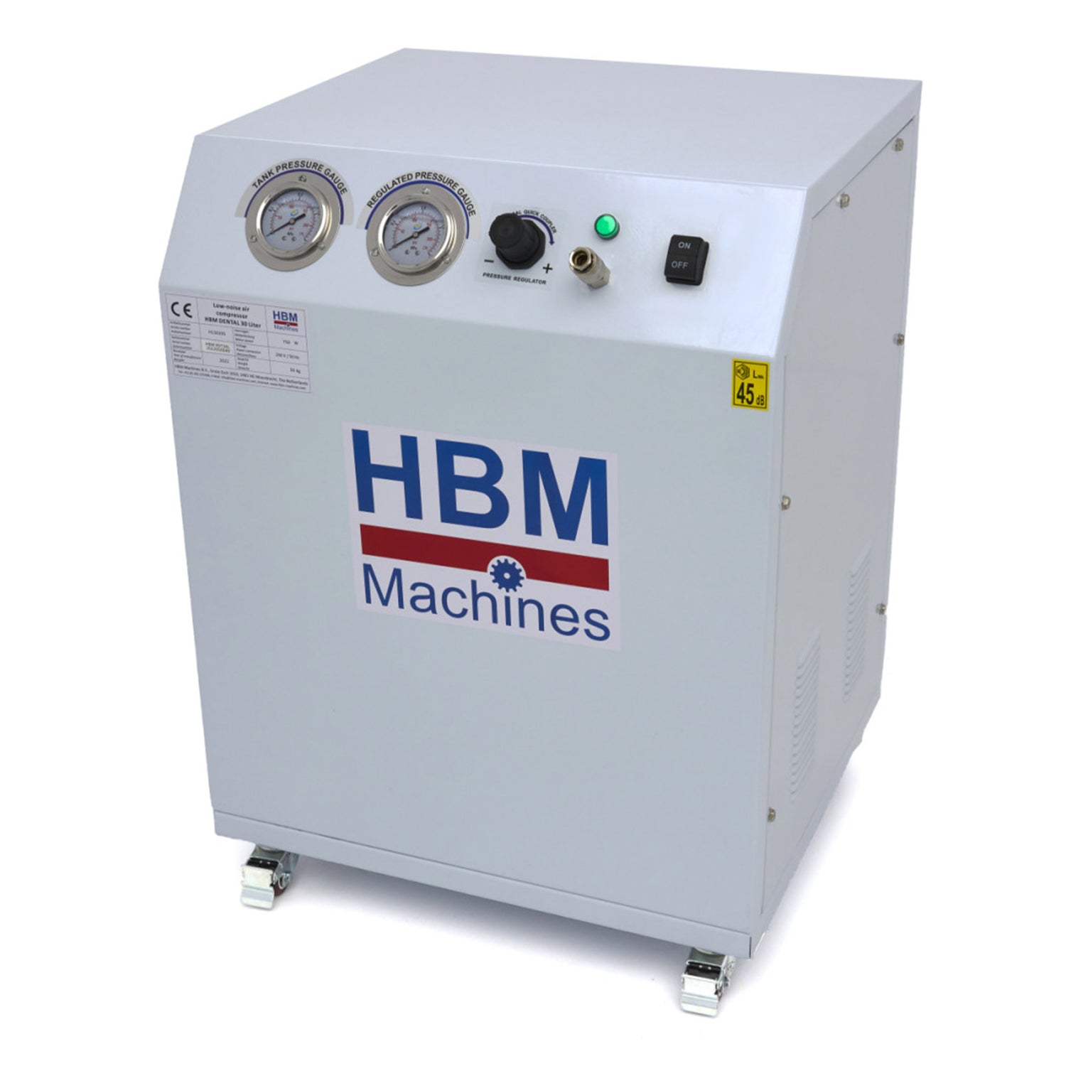 Αθόρυβος Αεροσυμπιεστής Με Μειωμένο Θόρυβο 50 Λίτρων Σε Ηχομονωμένο Περίβλημα 1500W Hbm Machines Ολλανδία