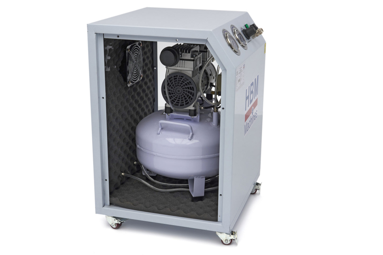 Αθόρυβος Αεροσυμπιεστής Με Μειωμένο Θόρυβο 50 Λίτρων Σε Ηχομονωμένο Περίβλημα 1500W Hbm Machines Ολλανδία