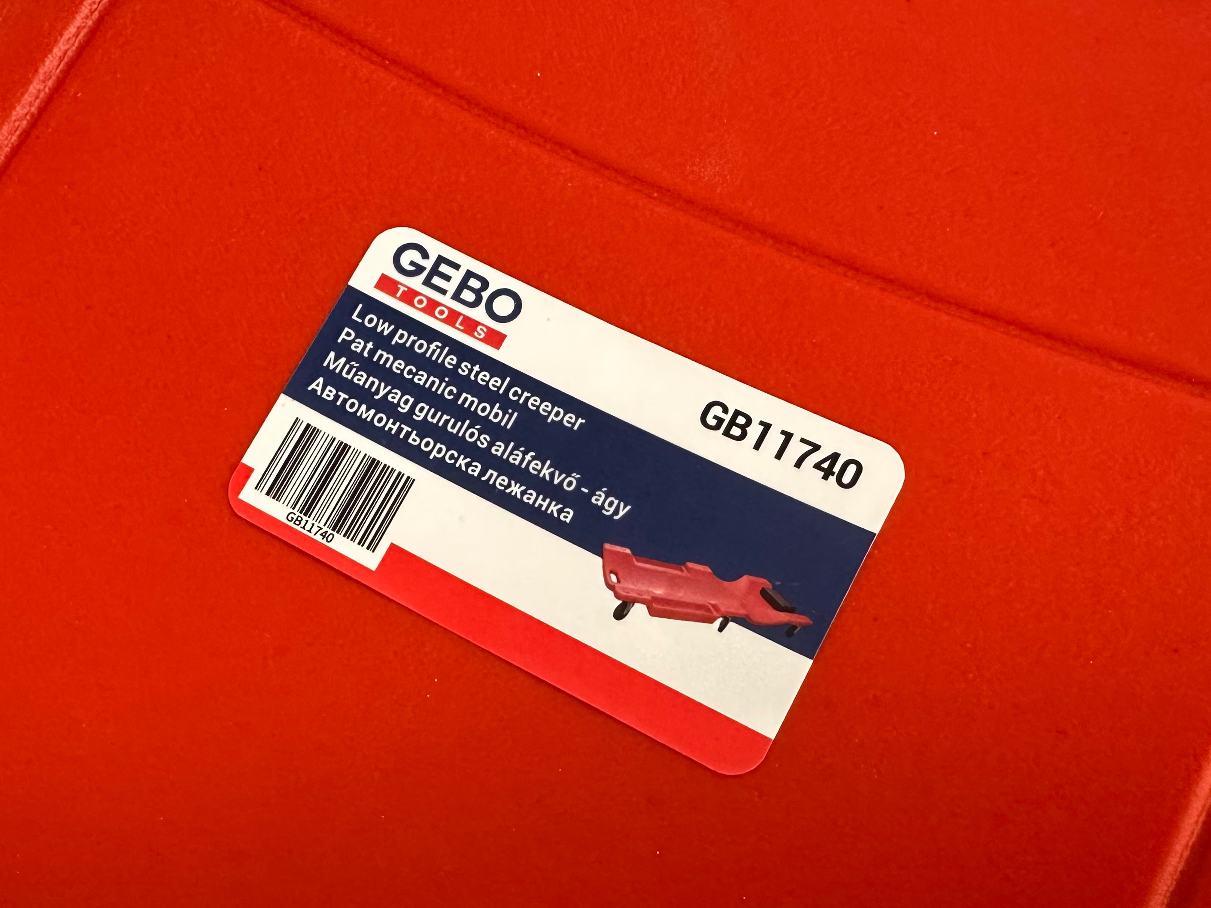 Ξαπλώστρα Συνεργείου Τροχήλατη Πλαστική Κόκκινη GEBO TOOLS