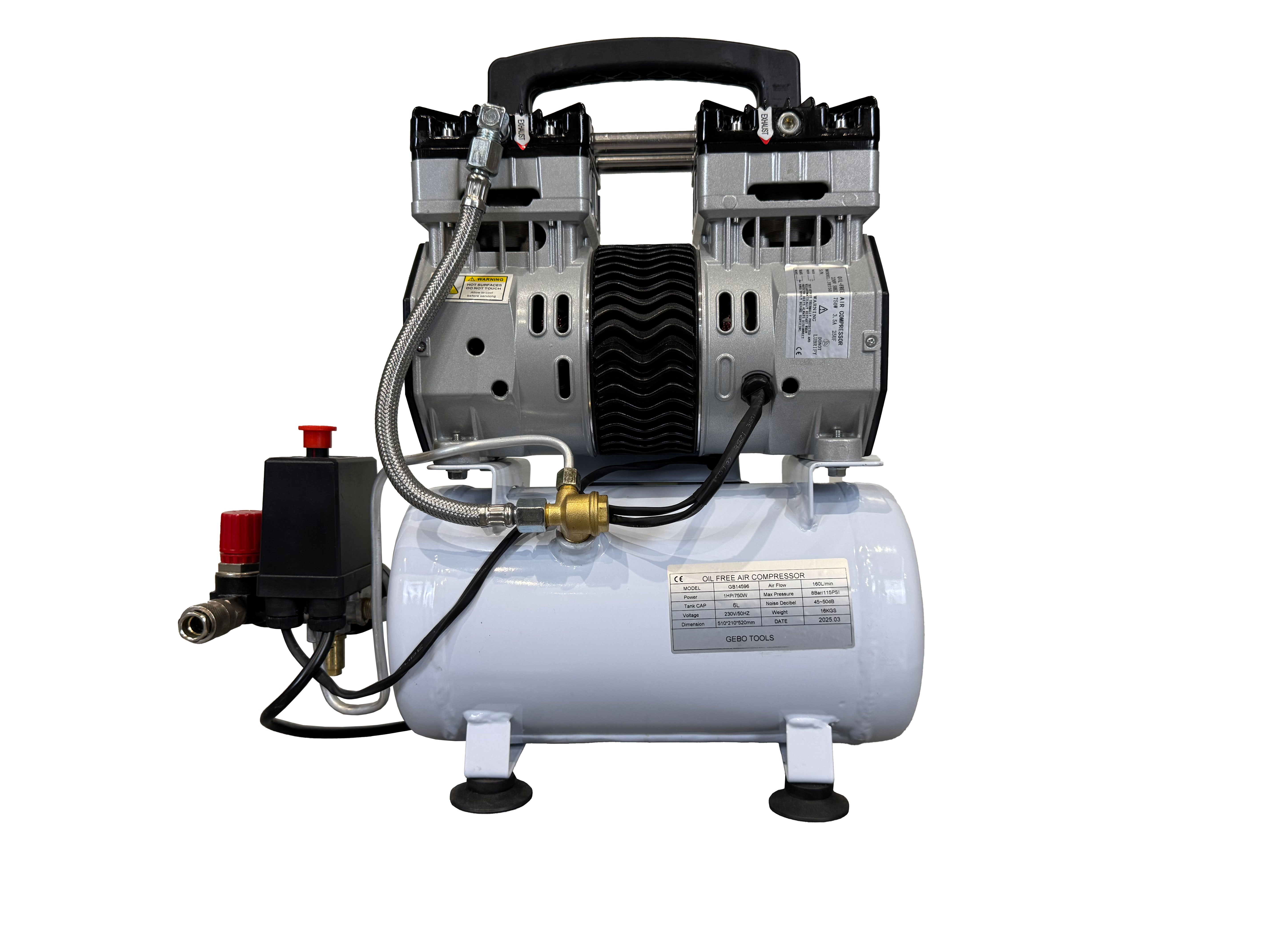 Αθόρυβος Συμπιεστής Χωρίς Λάδι 6L GEBO TOOLS