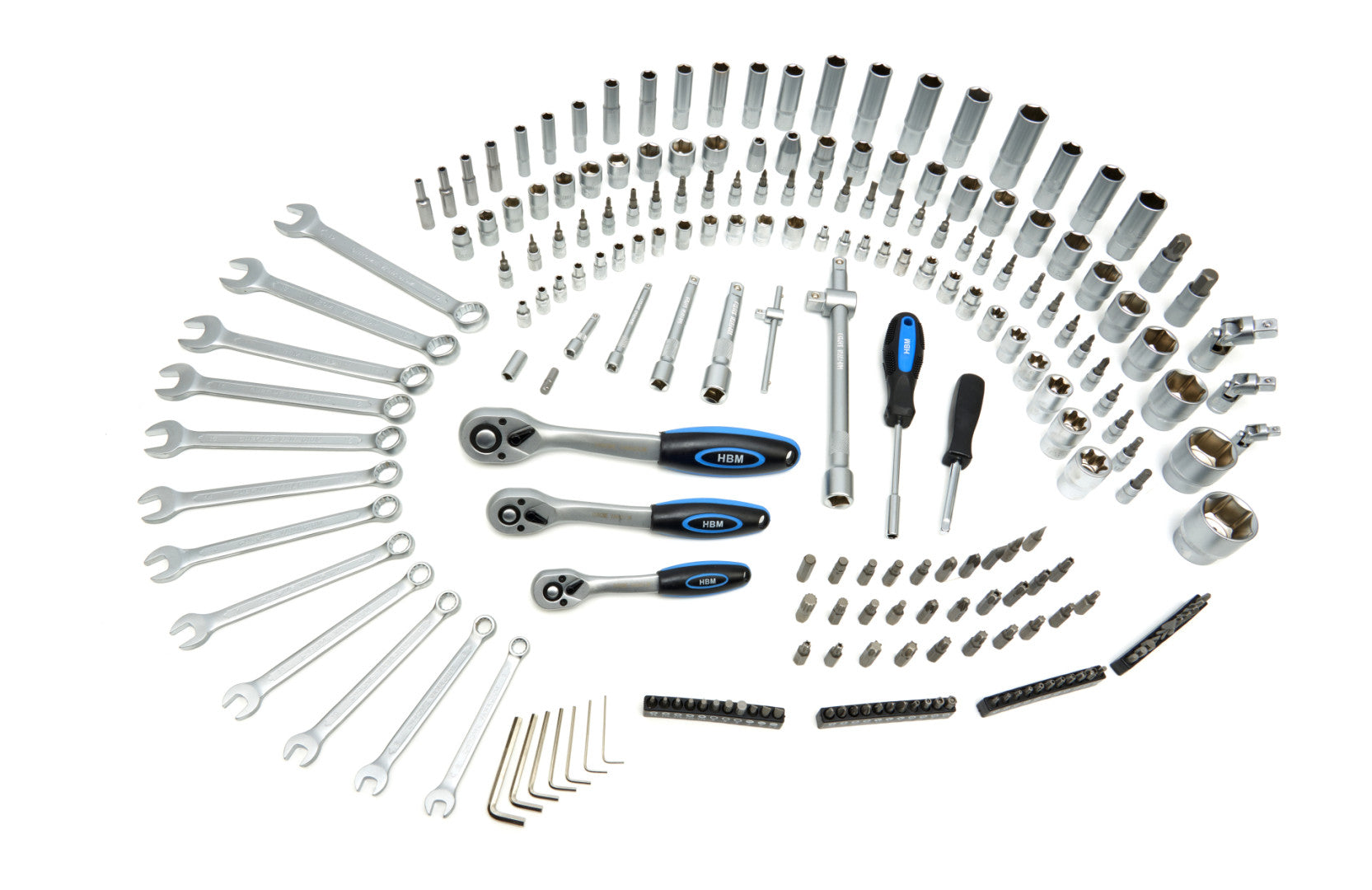 Hbm Εργαλειοθηκη Καστανιεσ Και Καρυδακια 1/2" 3/8" 1/4" Σετ 216Τμχ