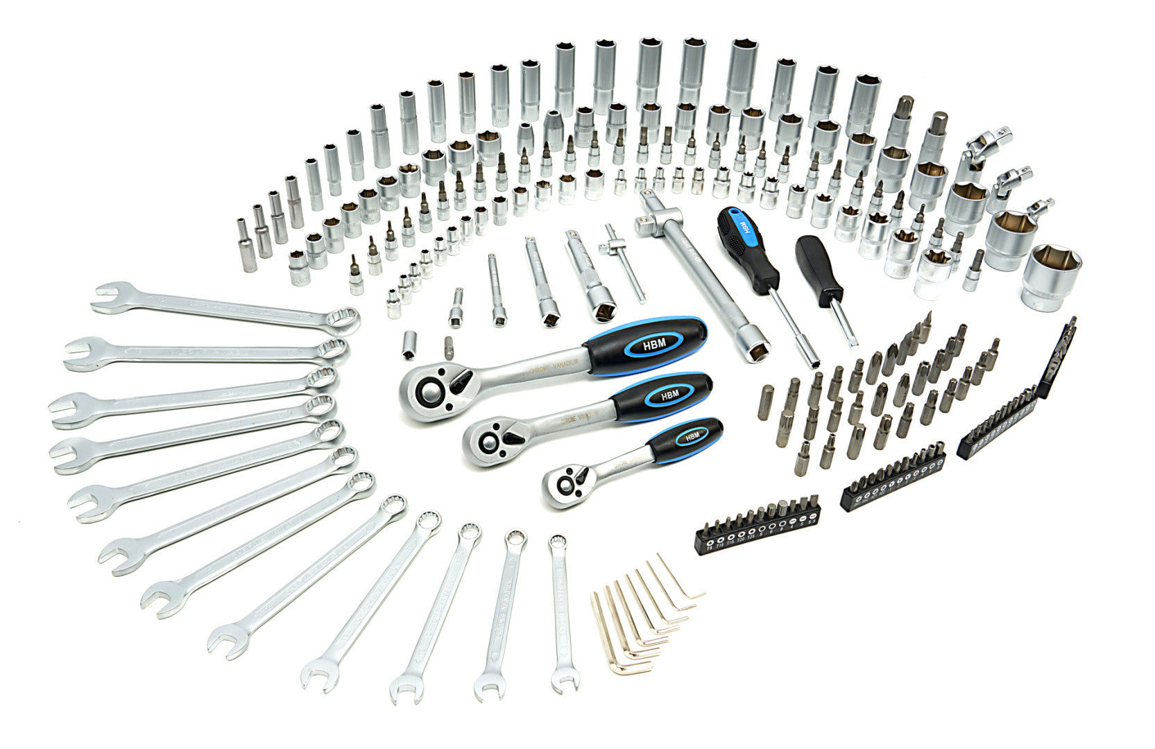 Hbm Εργαλειοθηκη Καστανιεσ Και Καρυδακια 1/2" 3/8" 1/4" Σετ 216Τμχ