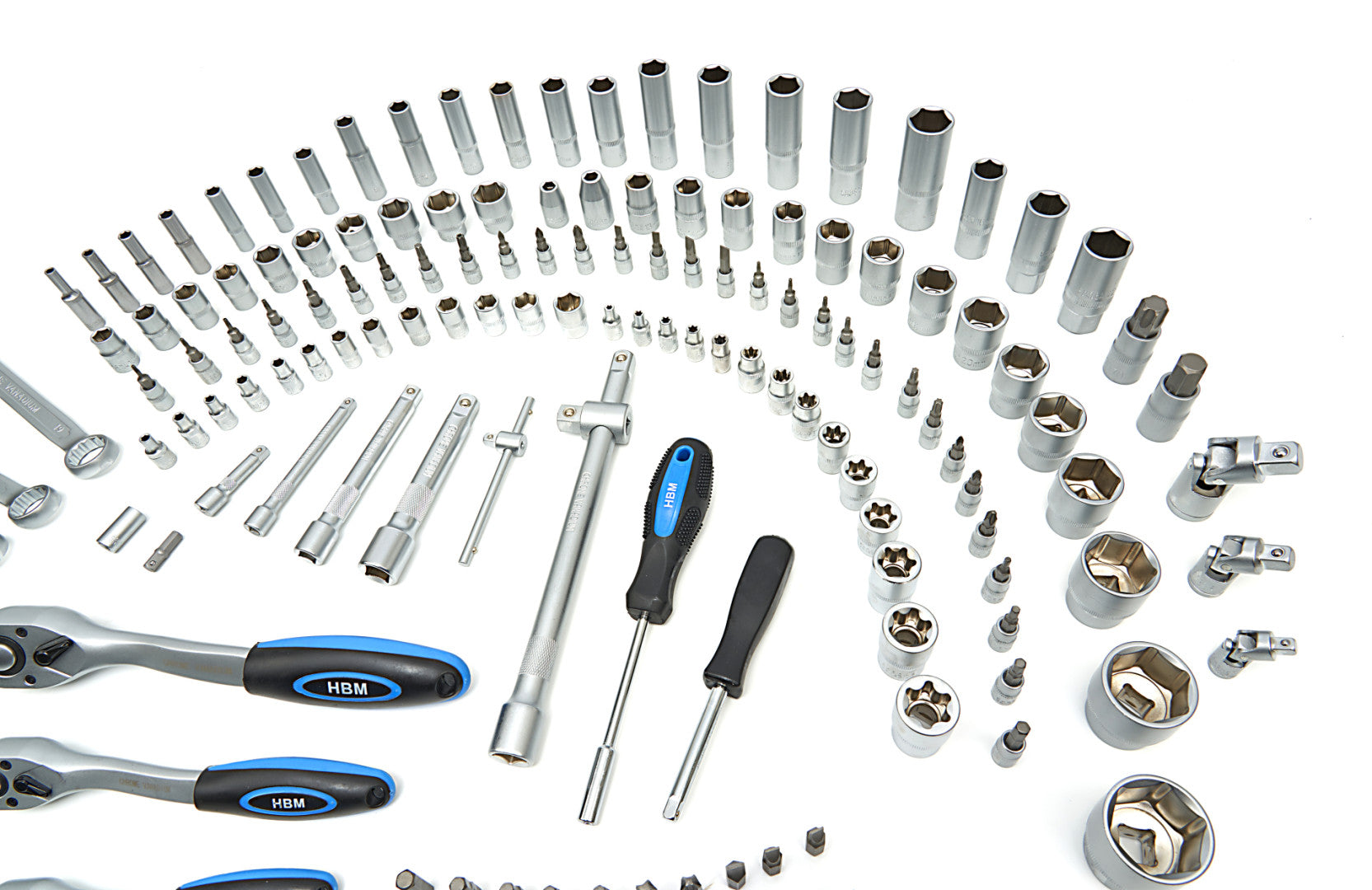 Hbm Εργαλειοθηκη Καστανιεσ Και Καρυδακια 1/2" 3/8" 1/4" Σετ 216Τμχ