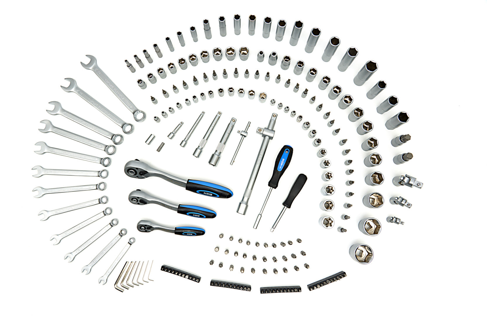 Hbm Εργαλειοθηκη Καστανιεσ Και Καρυδακια 1/2" 3/8" 1/4" Σετ 216Τμχ