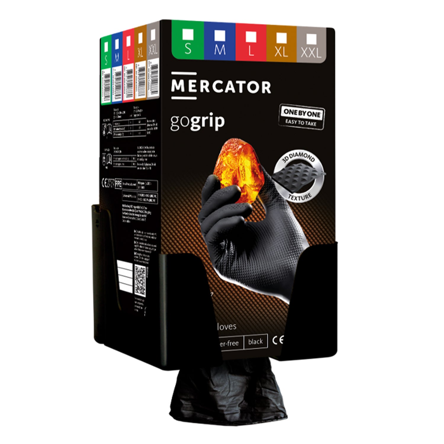 Σετ Γάντια Νιτριλίου Mercator GoGrip One By One Premium Μαύρο Μέγεθος XL 100Τμχ