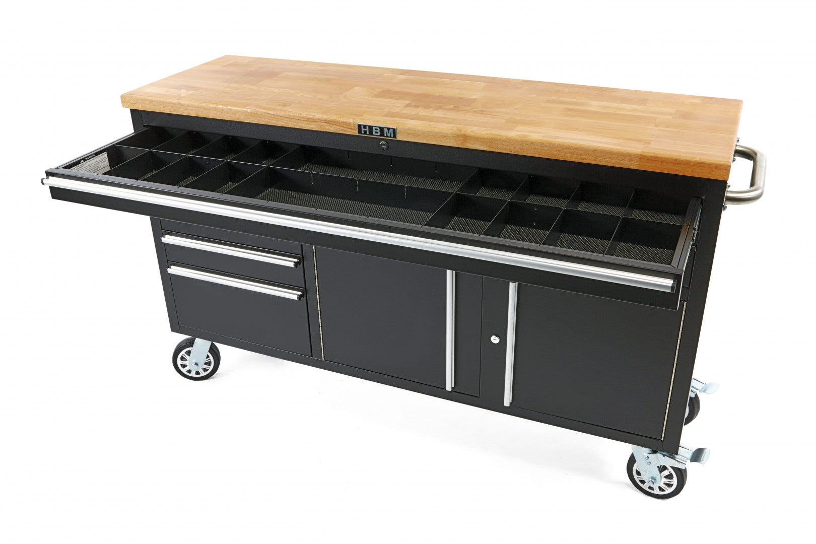 Επαγγελματική Μεταλλική Ντουλάπα - Κινητός Πάγκος Εργασίας 152Cm, Με Ξύλινη Μασίφ Επιφάνεια, Ολλανδία