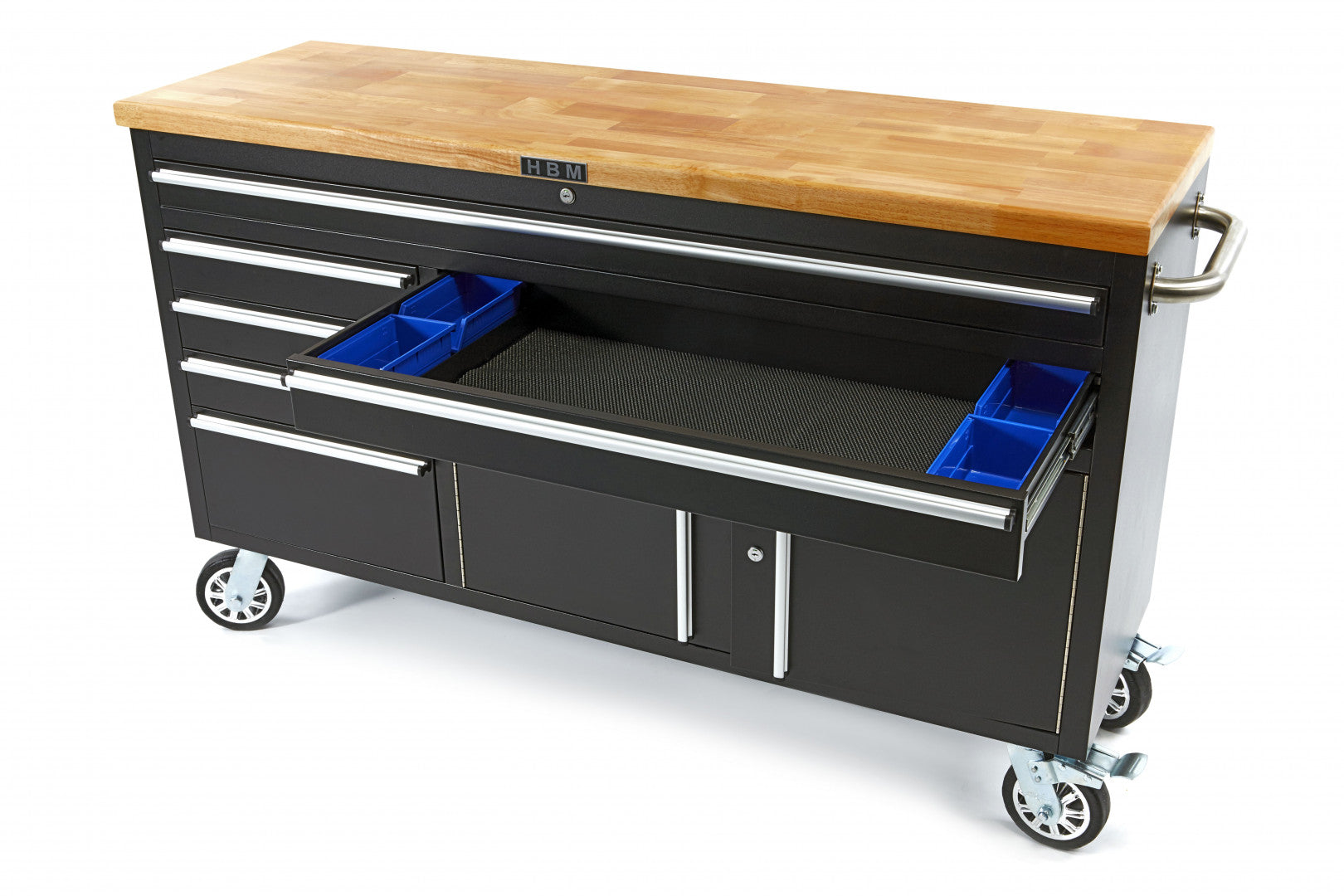 Επαγγελματική Μεταλλική Ντουλάπα - Κινητός Πάγκος Εργασίας 152Cm, Με Ξύλινη Μασίφ Επιφάνεια, Ολλανδία