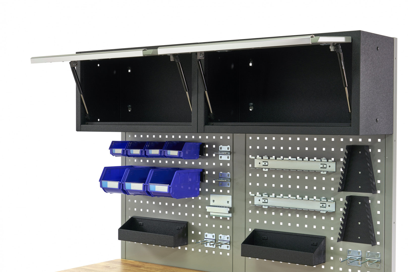 Μεταλλικό Ερμάριο Εργαλείων Με Μασίφ Ξύλινη Επιφάνεια Και Πίνακα Εργαλείων 136Cm Hbm