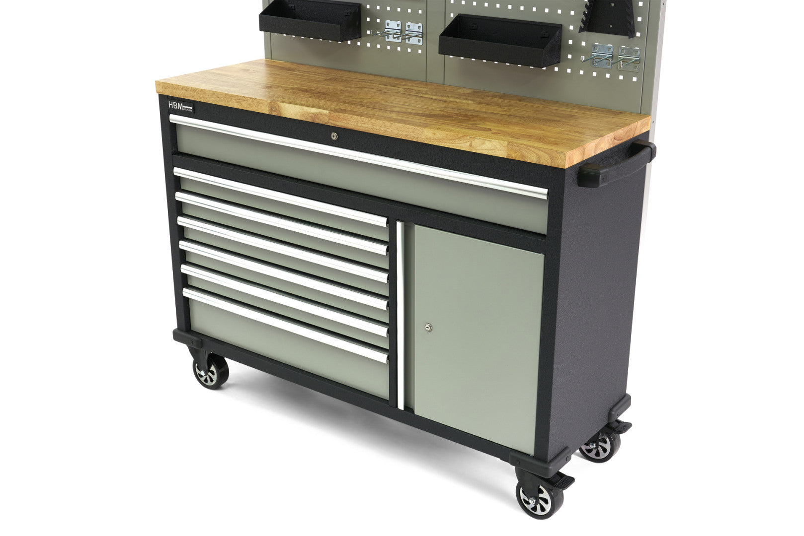 Μεταλλικό Ερμάριο Εργαλείων Με Μασίφ Ξύλινη Επιφάνεια Και Πίνακα Εργαλείων 136Cm Hbm