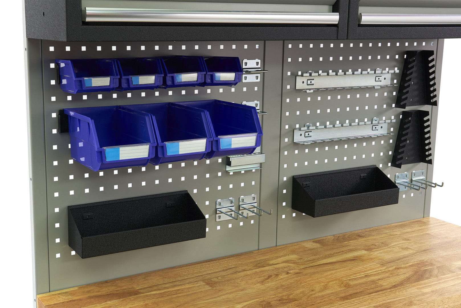 Μεταλλικό Ερμάριο Εργαλείων Με Μασίφ Ξύλινη Επιφάνεια Και Πίνακα Εργαλείων 136Cm Hbm