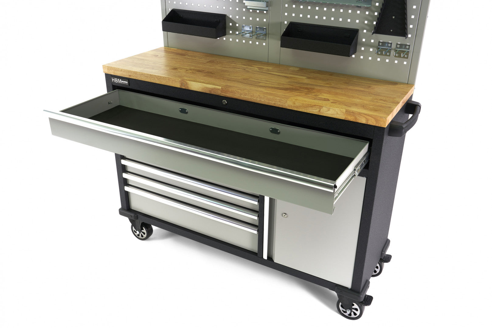 Μεταλλικό Ερμάριο Εργαλείων Με Μασίφ Ξύλινη Επιφάνεια Και Πίνακα Εργαλείων 136Cm Hbm