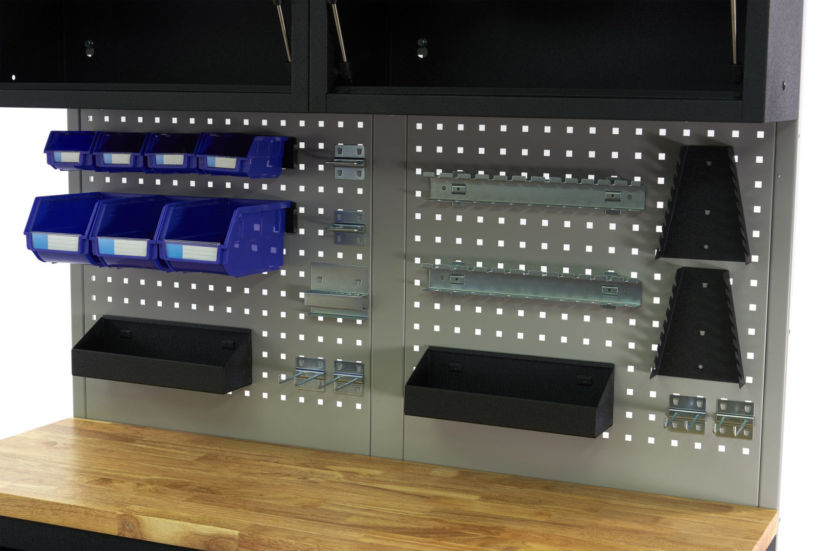 Μεταλλικό Ερμάριο Εργαλείων Με Μασίφ Ξύλινη Επιφάνεια Και Πίνακα Εργαλείων 136Cm Hbm