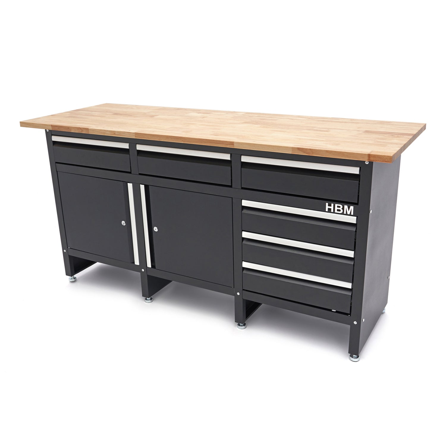 Επαγγελματικο Ντουλαπι Εργαλειων Με Παγκο Εργασιασ, Ξυλινη Επιφανεια 171Cm, Διπορτο  Με 6 Συρταρια. Hbm Machines Ολλανδια