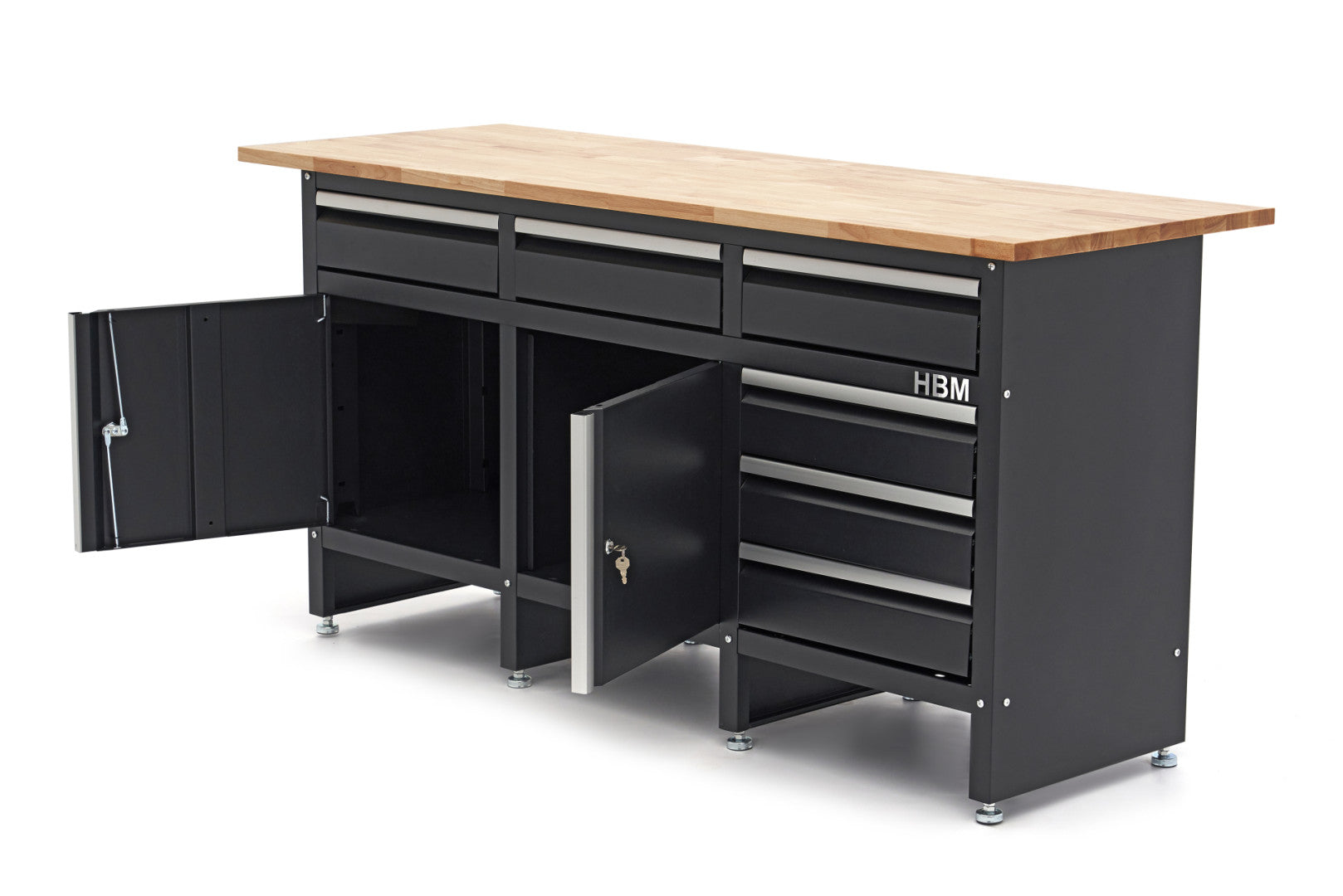 Επαγγελματικο Ντουλαπι Εργαλειων Με Παγκο Εργασιασ, Ξυλινη Επιφανεια 171Cm, Διπορτο Με 6 Συρταρια. Hbm Machines Ολλανδια