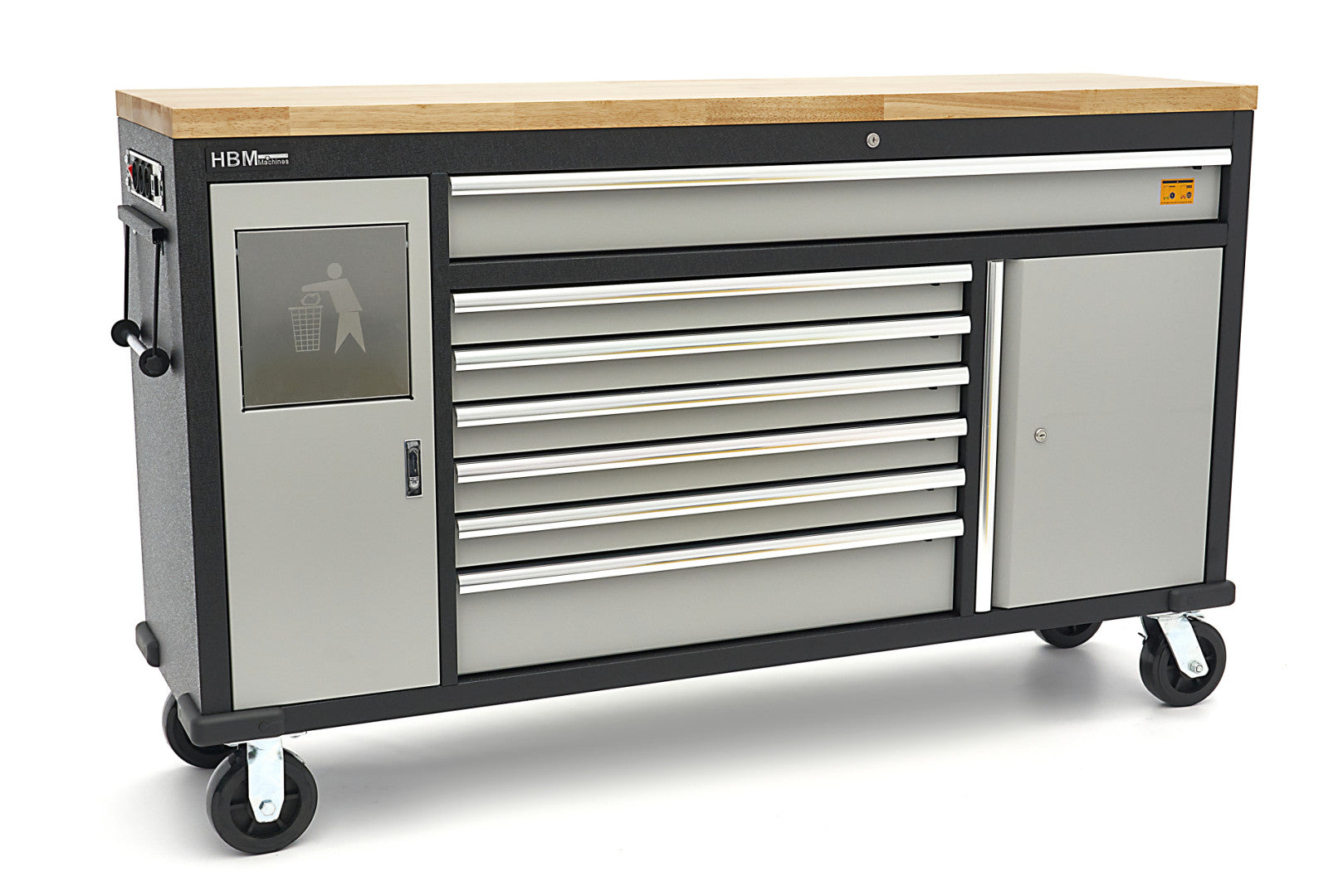 Παγκοσ Εργασιασ Επαγγελματικοσ Με 18 Συρταρια 168 Cm, Ξυλινοσ Παγκοσ, Πριζα 220V/Usb Hbm