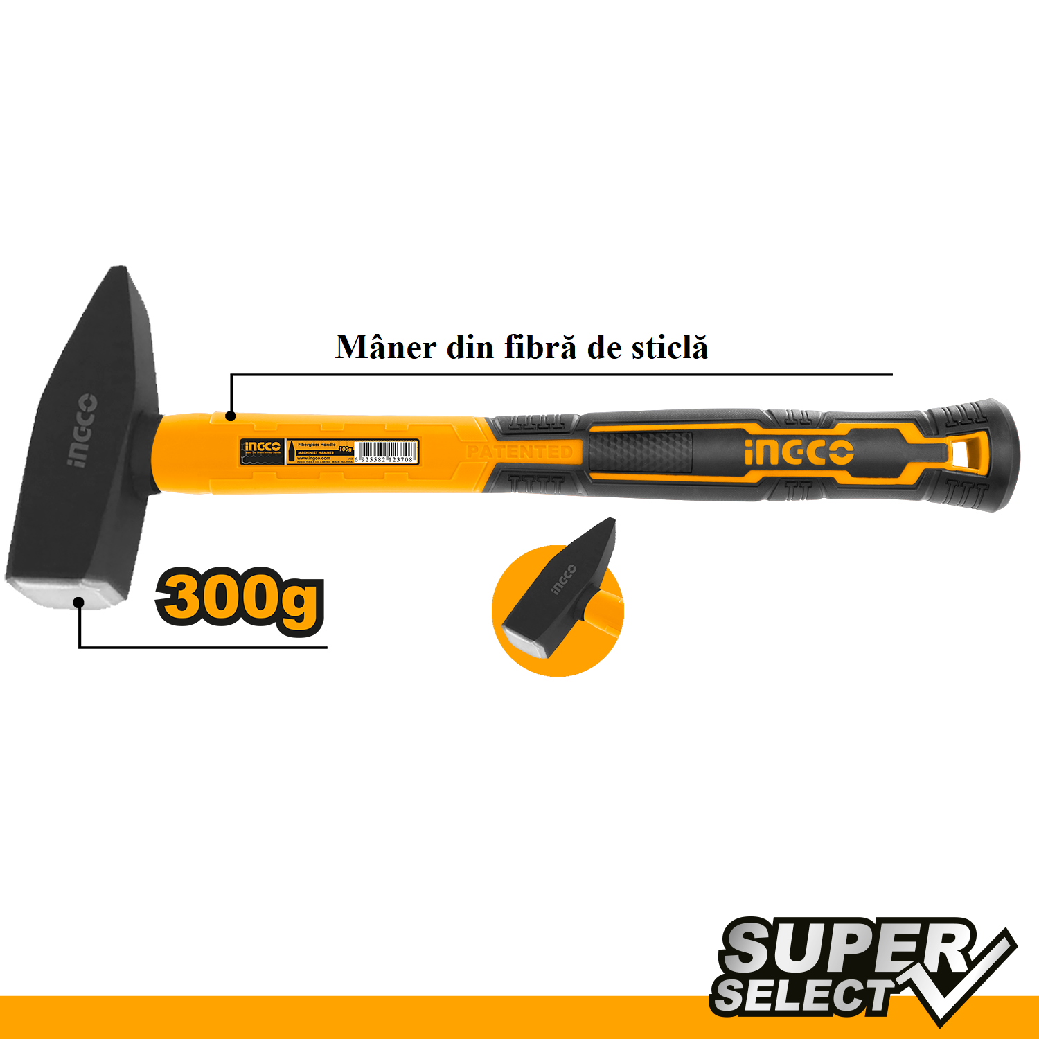 Σφυρι Με Λαβη Απο Υαλονημα 300G Ingco