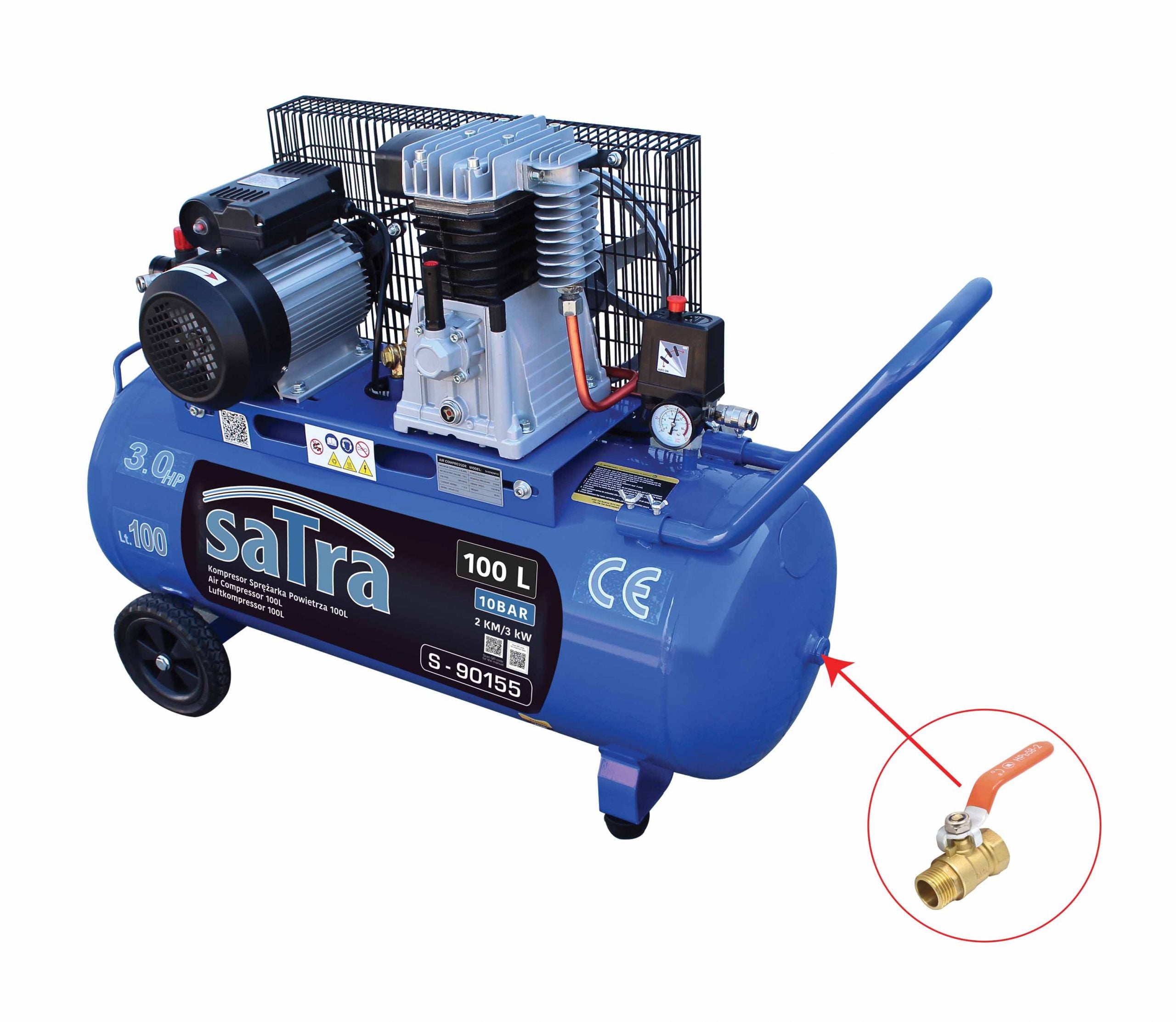 Αεροσυμπιεστής 100L 3HP 230V SATRA